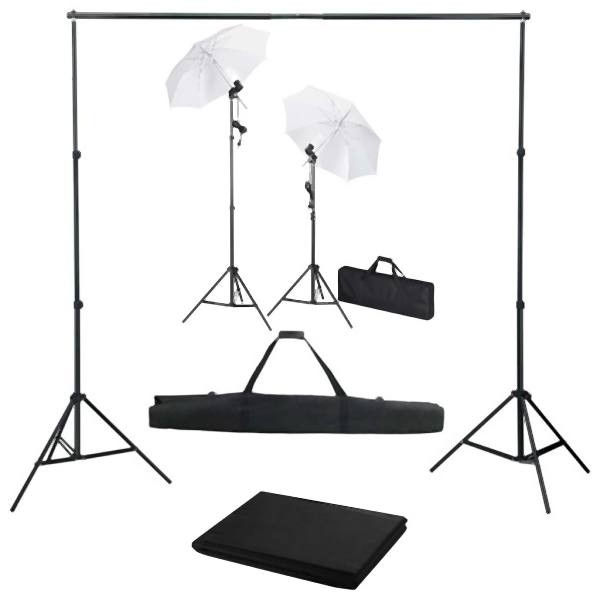 vidaXL Fotostudio-Set mit Hintergrund, Leuchten und Schirmen, 3055088