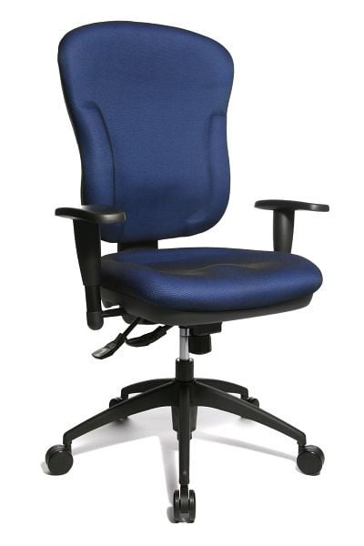 Topstar Hochlehn-Syncron-Drehstuhl mit Armlehnen, schwarz-blau, 8060KBD6