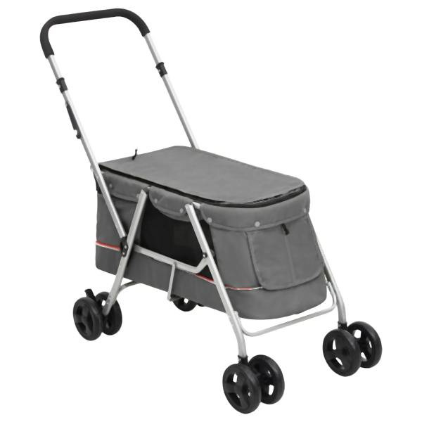 vidaXL Hundewagen Faltbar Grau 100x49x96 cm Leinenstoff, 172203