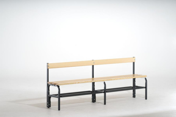 SYPRO Sitzbank mit Rückenlehne (Typ F+R) 200 mit Schuhrost, einseitig, Stahl/ Holz, anthrazit, 131345