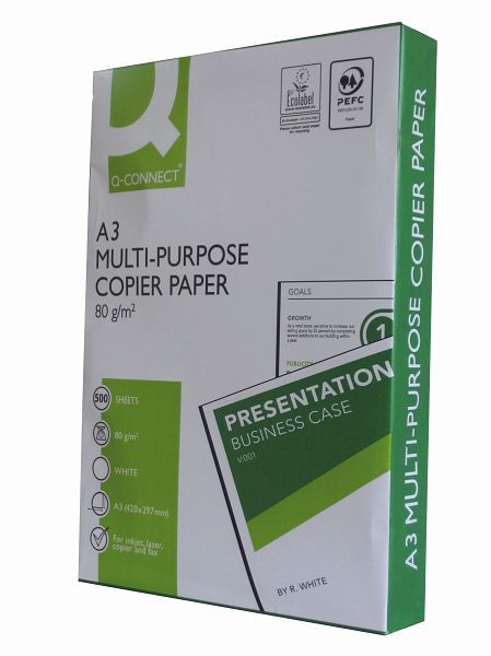 Q-Connect Kopierpapier, A3, 80g/m², 500 Blatt, weiß, KF01089