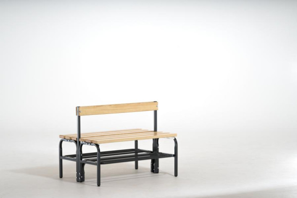 SYPRO Doppel-Sitzbank mit Rückenlehne (Typ G+R) 101 mit Schuhrost, Stahl/ Holz, anthrazit, 131446