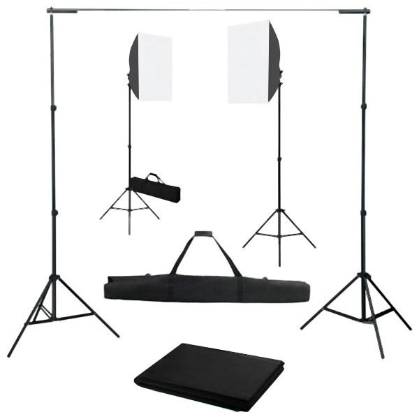 vidaXL Fotostudio-Set mit Softboxen und Hintergrundsystem, 3055055