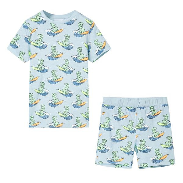 vidaXL Kinderpyjama mit Kurzen Ärmeln Hellblau 104, 11860