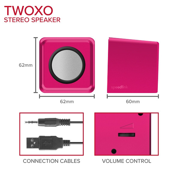 Speedlink TWOXO Stereo Lautsprecher, pink, SL-810004-PK