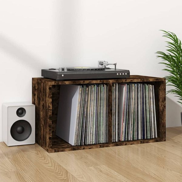 vidaXL Schallplatten-Box Räuchereiche 71x34x36 cm Holzwerkstoff, 815252