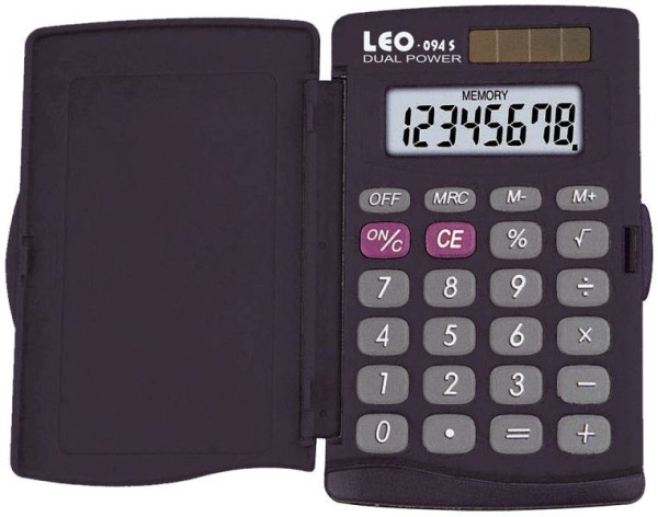 LEO Solar-Taschenrechner 094S, schwarz, 8-stellig, Hard-Cover, 094S