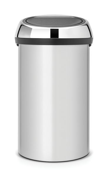 Brabantia Mülleimer Touch bin 60 Liter Metallic grau / Deckel brillant silber, 402425