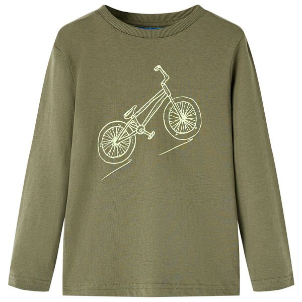 vidaXL Kinder-Langarmshirt Khaki 116, Top-Qualität, Polyester, Baumwolle, 13436