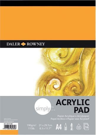 DALER-ROWNEY Acrylblock, A4, 190 g/qm, 16 Blatt, D436731400