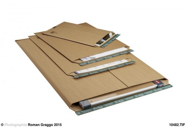 Progress Packaging PP_W01.01 MAILER Versandtasche aus Wellpappe braun mit SK-Verschluß und Aufreißfaden, VE: 100 Stück, 150/250, 000078
