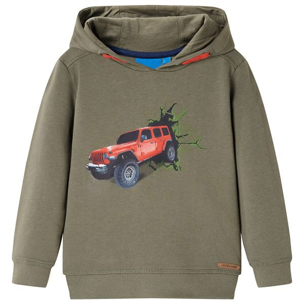 vidaXL Kinder-Kapuzenpullover Khaki 128, Top-Qualität, Polyester, Baumwolle, 13387