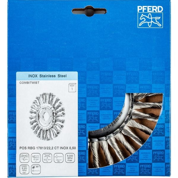 Pferd Rundbürste, gezopft POS RBG 17813/22,2 CT INOX 0,50, 43304018