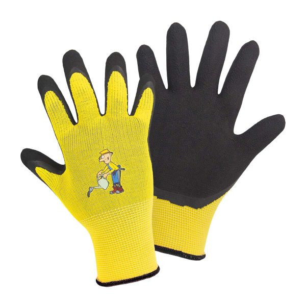 L+D TOM-MIDI-Kinderhandschuhe aus Nylon mit Latexbeschichtung, in 2 Farben: gelb/schwarz, SB Label, Größe: 6, VE: 144 Paar, 14912-22-6