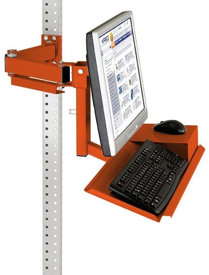 Manuflex Standard Monitorträger für UNIVERSAL und PROFI mit Tastatur- und Mausfläche, VESA-Adapter 75 mm, Rotorange, ZB3625.2001