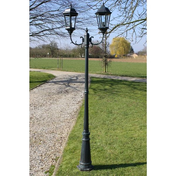 vidaXL Gartenlaterne 2-flammig 230 cm Dunkelgrün/Schwarz Aluminium, 40244