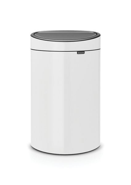 Brabantia Mülleimer Touch Bin 40 Liter mit Kunststoffeinsatz weiß / Deckel weiß, 114984