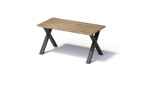 Bisley Fortis Table Regular, 1600 x 800 mm, gerade Kante, geölte Oberfläche, X-Gestell, Oberfläche: natürlich / Gestellfarbe: schwarz, F1608XP333