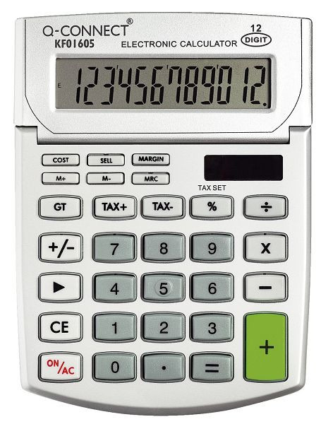 Q-Connect Tischrechner - Solar, 12-stellig, KF01605, 5705831016057