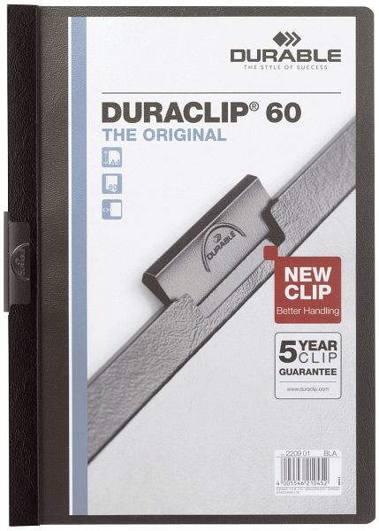 DURABLE Klemm-Mappe DURACLIP® 60, A4, schwarz, 2209-01, 4005546210452