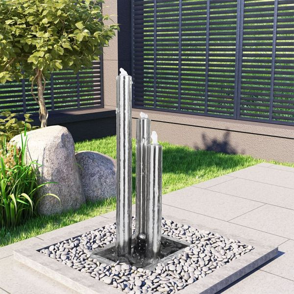 vidaXL Gartenbrunnen Silbern 48x34x88 cm Edelstahl, 48090