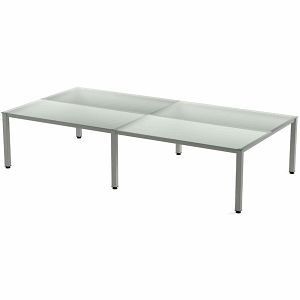 Rocada Mehrfacharbeitstisch Executive, Maße 320x163x73 cm, Gestell grau Platte Glas satiniert, 2203AD05