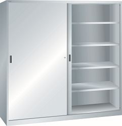 LISTA Schiebetürschrank (BxTxH) 2000x580x1950mm KEY Lock, Lichtgrau, 8 Verstellböden, 58.754.020