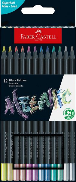 FABER CASTELL Black Edition Buntstift, 12er Kartonetui, 116415