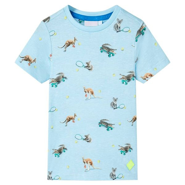 vidaXL Kinder T-Shirt Hellblau Melange 116, Top-Qualität, 11886