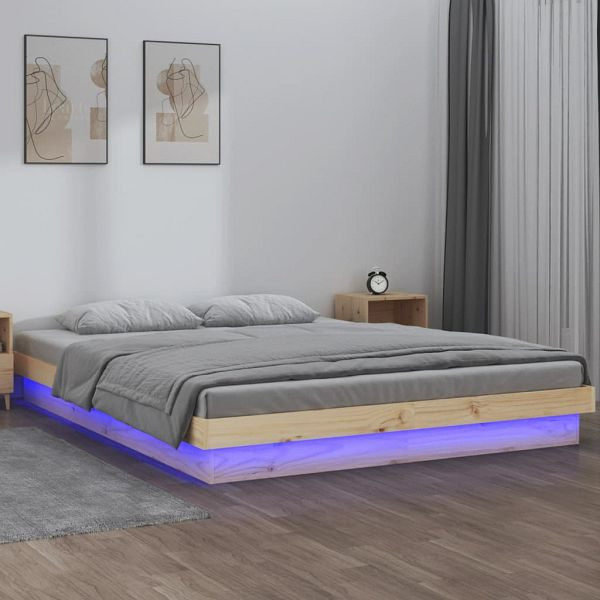 vidaXL Massivholzbett mit LEDs 180x200 cm, Top-Qualität, 819987