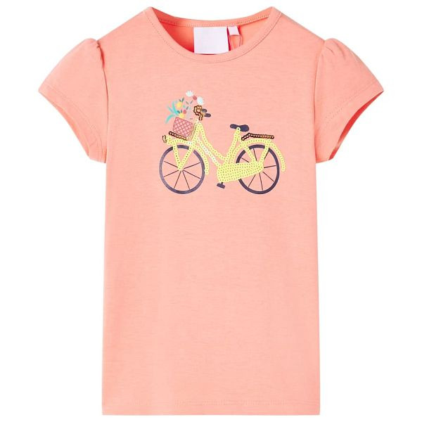 vidaXL Kinder T-Shirt Neonkoralle 116, Top-Qualität, 11071