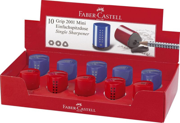 FABER CASTELL Einfachspitzdose Grip 2001 Mini, rot/blau, 183710