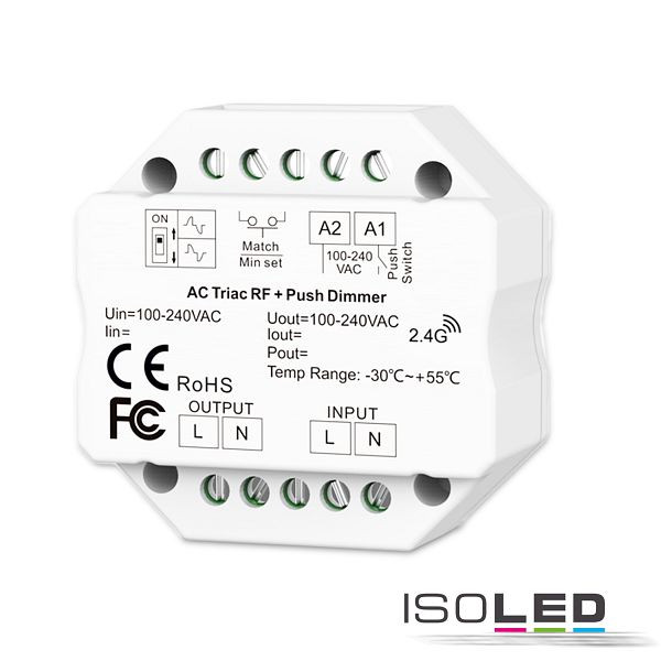 ISOLED Sys-Pro Universal-Push/Funk Mesh-Dimmer 230V, 360VA, Phasenan-/Abschnitt wählbar, 114425