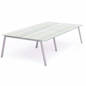 Rocada Mehrfacharbeitstisch Blanca, Maße 320x163x73 cm, Gestell grau Platte Glas satiniert, 2203MID05