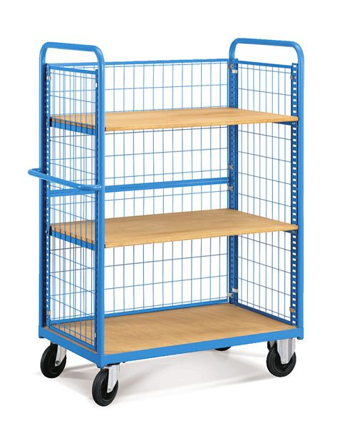 Fami Wagen SERIE COMBI CL mit Bremsen mit Holzgrundplatte, B 1135 mm T 625 mm H 1535 mm, blau RAL5012, FCLH0560704