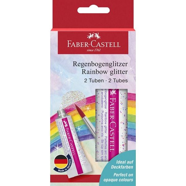 FABER CASTELL Glitterglue Glitzer 2x12ml Regenbogen, 125089