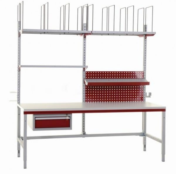 Hüdig + Rocholz SYSTEM FLEX, Komplettpackplatz Variante 2, BxTxH: 2000x800x690-960 mm, RAL9006/3003, 73001600