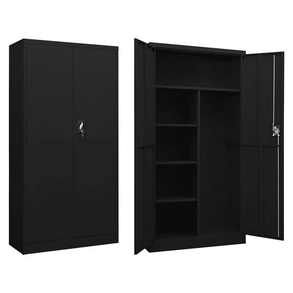 vidaXL Schließfachschrank Schwarz 90x40x180 cm Stahl, 335972