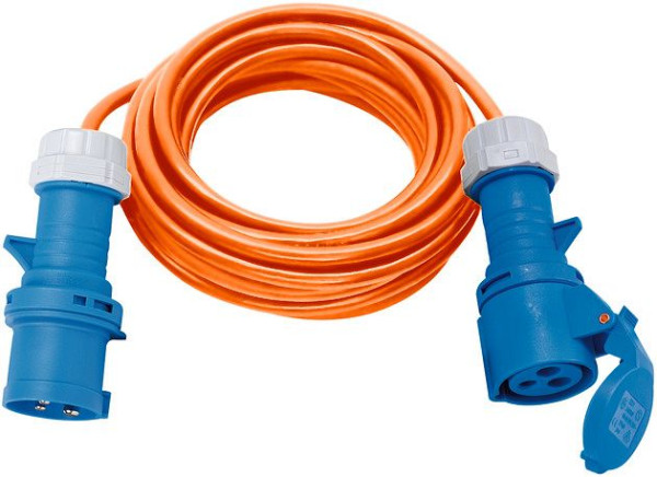 Brennenstuhl Camping-Verlängerungskabel 10m (CEE-Kabel, orange, CEE-Stecker und Kupplung mit Verschlussklappe, Außenbereich IP44), VE: 2 Stück, 1167650610