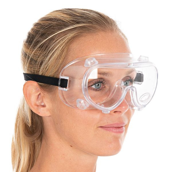 Hygostar Vollsichtschutzbrille, belüftet, transparent, PVC für leichte mechanische Stöße (F), VE: 10 Stück, 8510