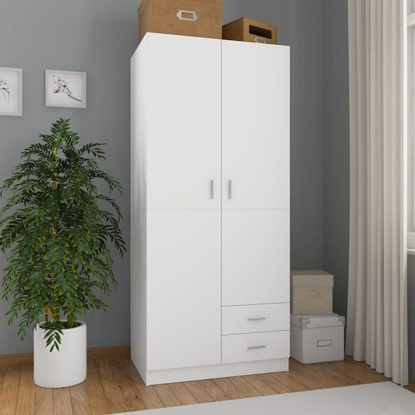 vidaXL Kleiderschrank Weiß 80x52x180 cm Holzwerkstoff, 800639