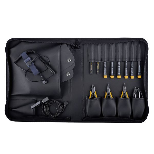 BERNSTEIN Service-Set "ANTISTATIC" mit 12 Werkzeugen, Tasche aus leitfähigem Material, 2220