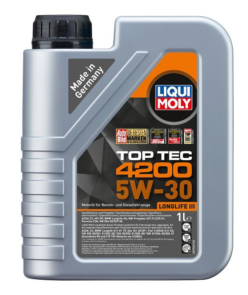 LIQUI MOLY Hightech-Leichtlaufmotoröl, Top Tec 4200 5W-30, VE: 6 Stück à 1 Liter, 3706