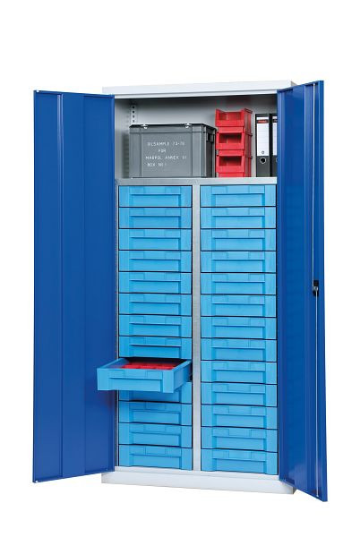 LA-KA-PE Regalschrank S2002, RAL 7035 / 5010, Schrank mit Türen, ohne Schubladen, S2002 04 52