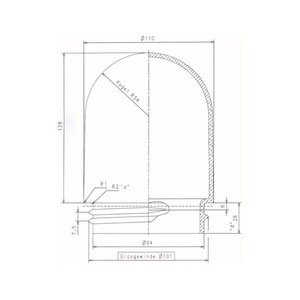 BEGA Ersatzglas opal symmetrisch direkt Glas 1100232741, 113120