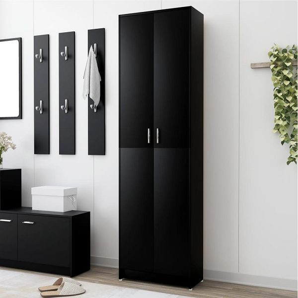 vidaXL Garderobenschrank Schwarz 55x25x189 cm Holzwerkstoff, 802850