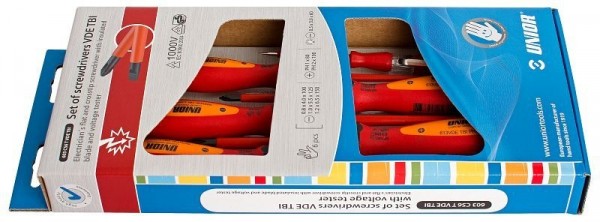 Unior Schraubendreher-Set VDE TBI mit Spannungsprüfer, 6-tlg, 617043