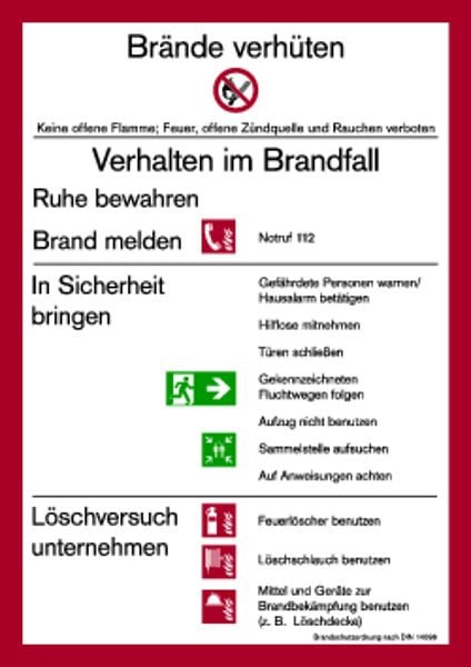 Schilder Klar Aushang Brandschutzordnung Teil A, 210x297x1.5 mm Kunststoff, 1100/71