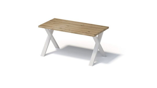 Bisley Fortis Table Regular, 1600 x 800 mm, gerade Kante, geölte Oberfläche, X-Gestell, Oberfläche: natürlich / Gestellfarbe: verkehrsweiß, F1608XP396