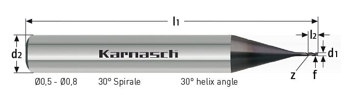 Karnasch VHM Miniplus Schaftfräser lang HSC d 38 Z 3 UFX 1 Nano VE